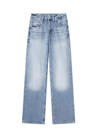 Jacklyn Hochtaillierte Straight Denim Jeans – Blau