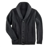 Japheth Gerippte Strickjacke mit Kragen – Grau
