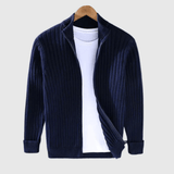 Jericho Gerippte Strickjacke – Marine
