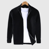Jericho Gerippte Strickjacke – Schwarz