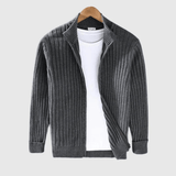 Jericho Gerippte Strickjacke – Grau