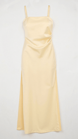 July Spaghetti-Träger-Kleid mit Oberschenkelschlitz – Gelb