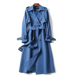 Damen Lang Trenchcoat | Elegante – Blau