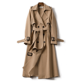 Damen Klassischer Trenchcoat | Lang Elegant – Braun