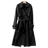 Damen Klassischer Trenchcoat | Lang Elegant – Schwarz