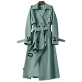 Damen Lang Trenchcoat | Elegante – Grün