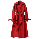 Damen Klassischer Trenchcoat | Lang Elegant – Rot