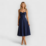 Mae | Elegantes Velourskorsett – Marineblau