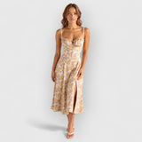 Mae | Elegantes Velourskorsett – Gelb