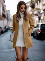 Larissa Midi-Blazer mit Offener Front – Khaki