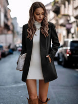 Larissa Midi-Blazer mit Offener Front – Schwarz