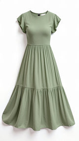 Leni Gesmoktes Midikleid – Grün