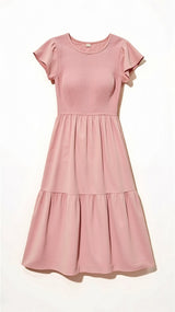 Leni Gesmoktes Midikleid – Rosa