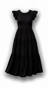 Leni Gesmoktes Midikleid – Schwarz