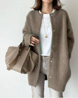 Letitia Mittellange Strickjacke – Dunkelbraun