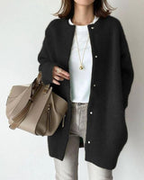Letitia Mittellange Strickjacke – Schwarz