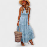 Lola - Bohemian Lace Maxi Dress – Blau