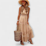 Lola - Bohemian Lace Maxi Dress – Khaki