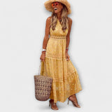 Lola - Bohemian Lace Maxi Dress – Gelb