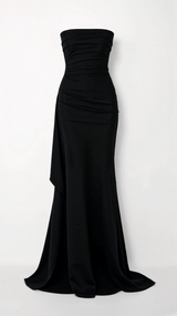 Lynn Tube Abendkleid mit Oberschenkelschlitz – Schwarz