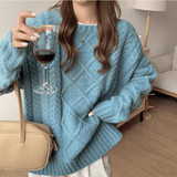 Magnolia Kabelstrickpullover – Blau