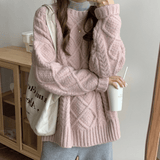 Magnolia Kabelstrickpullover – Rosa