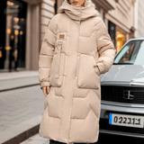 Lange Daunenjacke Für Damen | Gefütterte Pufferjacke Mit Kapuze – Khaki