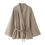 Marixa Wickel-Bluse und Hosen-Set – Khaki