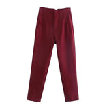 Maryanne Hochtaillierte Hose – Rotwein