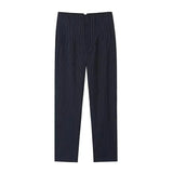 Maryanne Hochtaillierte Hose – Marineblaue Streifen