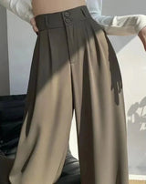 Mayla Hochtaillierte Hose mit Weitem Bein – Kaffee