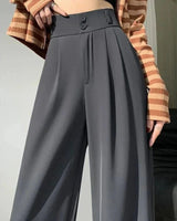 Mayla Hochtaillierte Hose mit Weitem Bein – Grau