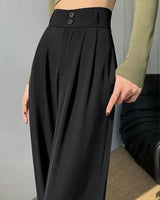 Mayla Hochtaillierte Hose mit Weitem Bein – Schwarz