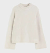 Merryn Flauschiger Strickpullover – Beige