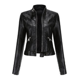 Elegante Jacke im Biker-Stil – Kurzjacke mit Reißverschluss und Stehkragen – Schwarz