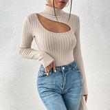 Ofelia Rollkragenpullover mit Hohlbrust – Beige