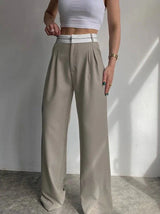 Olga Hochtaillierte Hose mit Weitem Bein – Grau