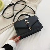 Olive Flap Leder-Umhängetasche – Schwarz
