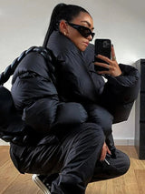 Oriana Oversized-Pufferjacke – Schwarz