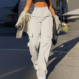 Patrice Hochtaillierte Cargohose – Beige