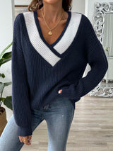 Raquel Strickpullover mit überschnittenen Schultern – Marineblau
