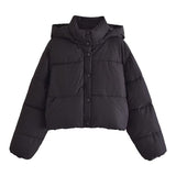 Rubyanne Gekürzte Pufferjacke mit Kapuze – Schwarz