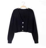 Saoirse Gekürzte Zopfstrickjacke – Schwarz