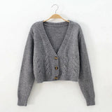 Saoirse Gekürzte Zopfstrickjacke – Grau
