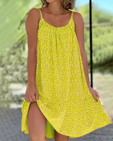 Arwena – Ärmelloses Swing-Sommerkleid mit Blumenmuster – Gelb