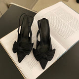Savannah Schleifen-Slingback-Absätze – Schwarz