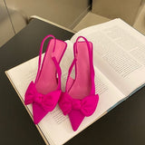 Savannah Schleifen-Slingback-Absätze – Rosenrot