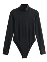 Shiloh Langärmeliger Rollkragen-Bodysuit – Schwarz