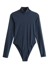 Shiloh Langärmeliger Rollkragen-Bodysuit – Marineblau