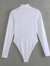 Shiloh Langärmeliger Rollkragen-Bodysuit – Weiß